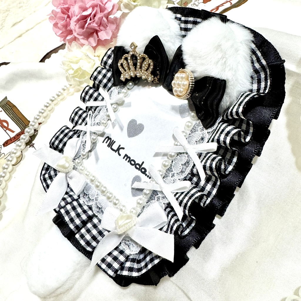 硬質ケース デコ ネコミミ しっぽ 推し活 レースデコ 量産型 地雷系 リボン