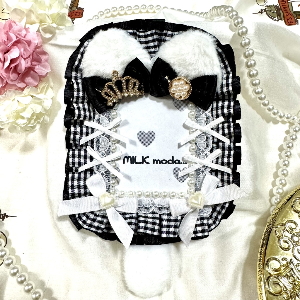 硬質ケース デコ ネコミミ しっぽ 推し活 レースデコ 量産型 地雷系  リボン