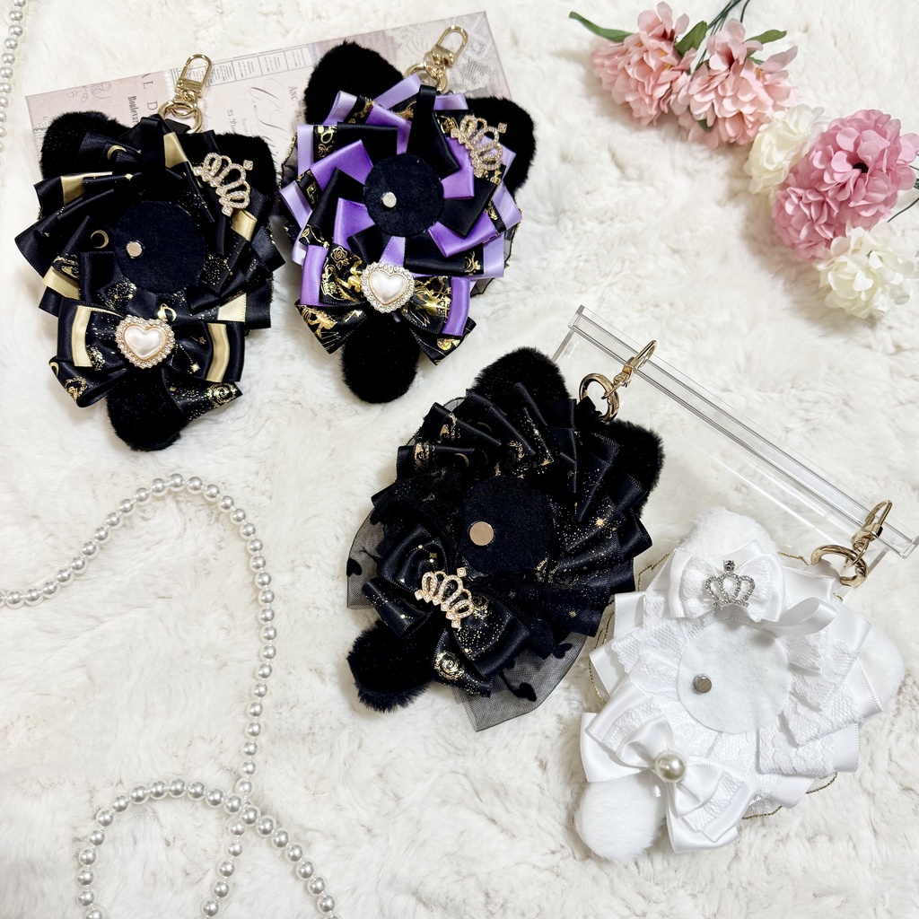 🐱猫猫シリーズ🐱ネコミミロゼット キーホルダー