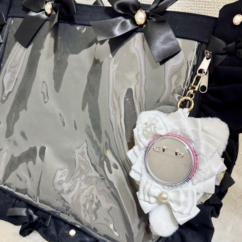 🐱猫猫シリーズ🐱ネコミミロゼット キーホルダー