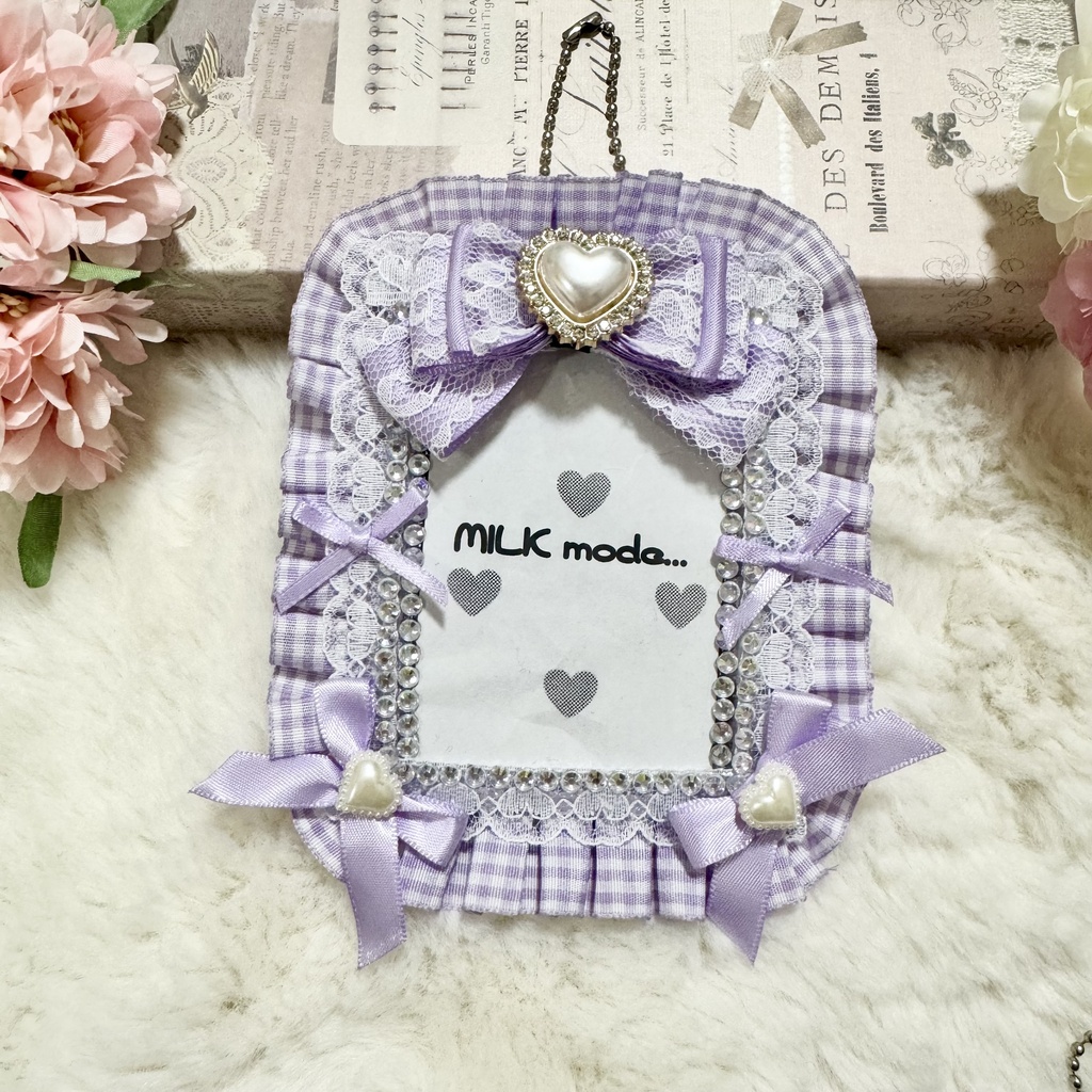 ♡春の推し活♡ロゼット レースデコ パープル ブラック ゴールド キーホルダー