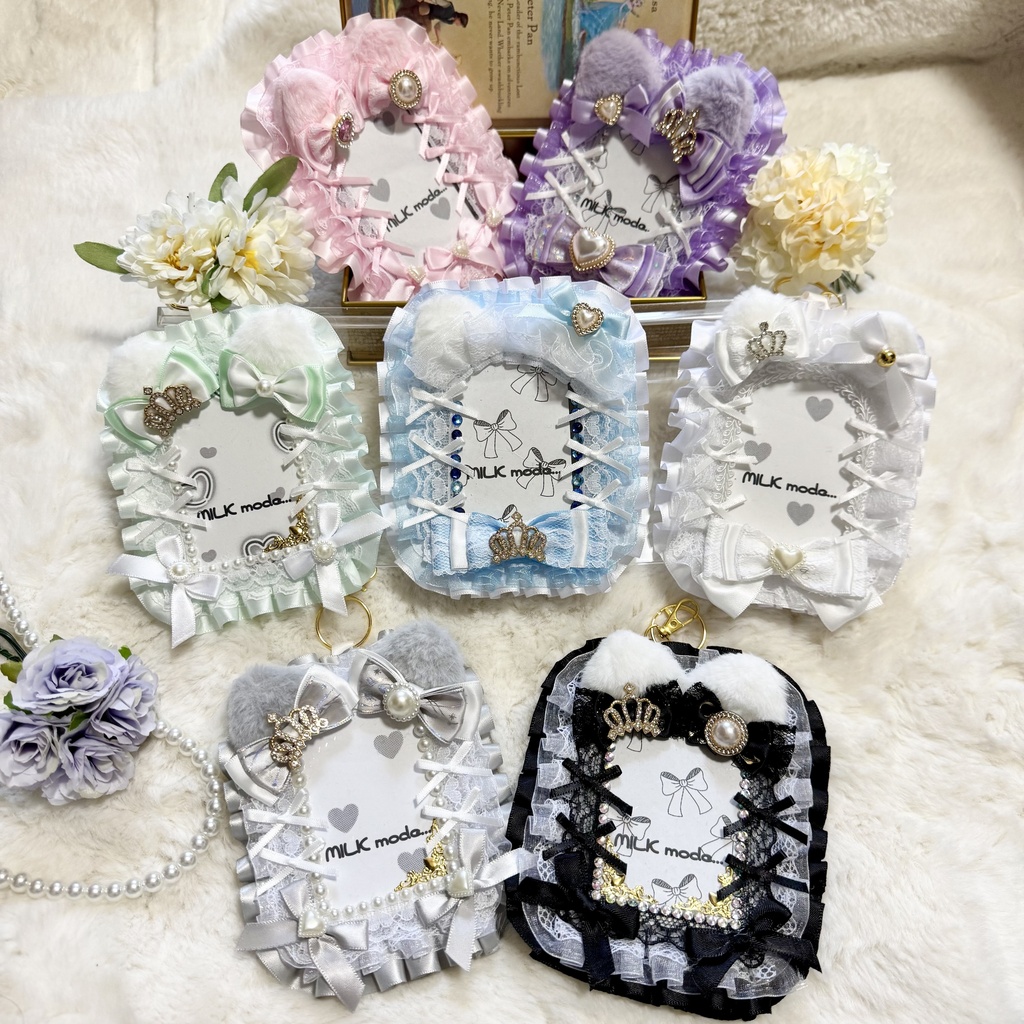 🐱猫猫シリーズ🐱ネコミミ レースデコ キーホルダー
