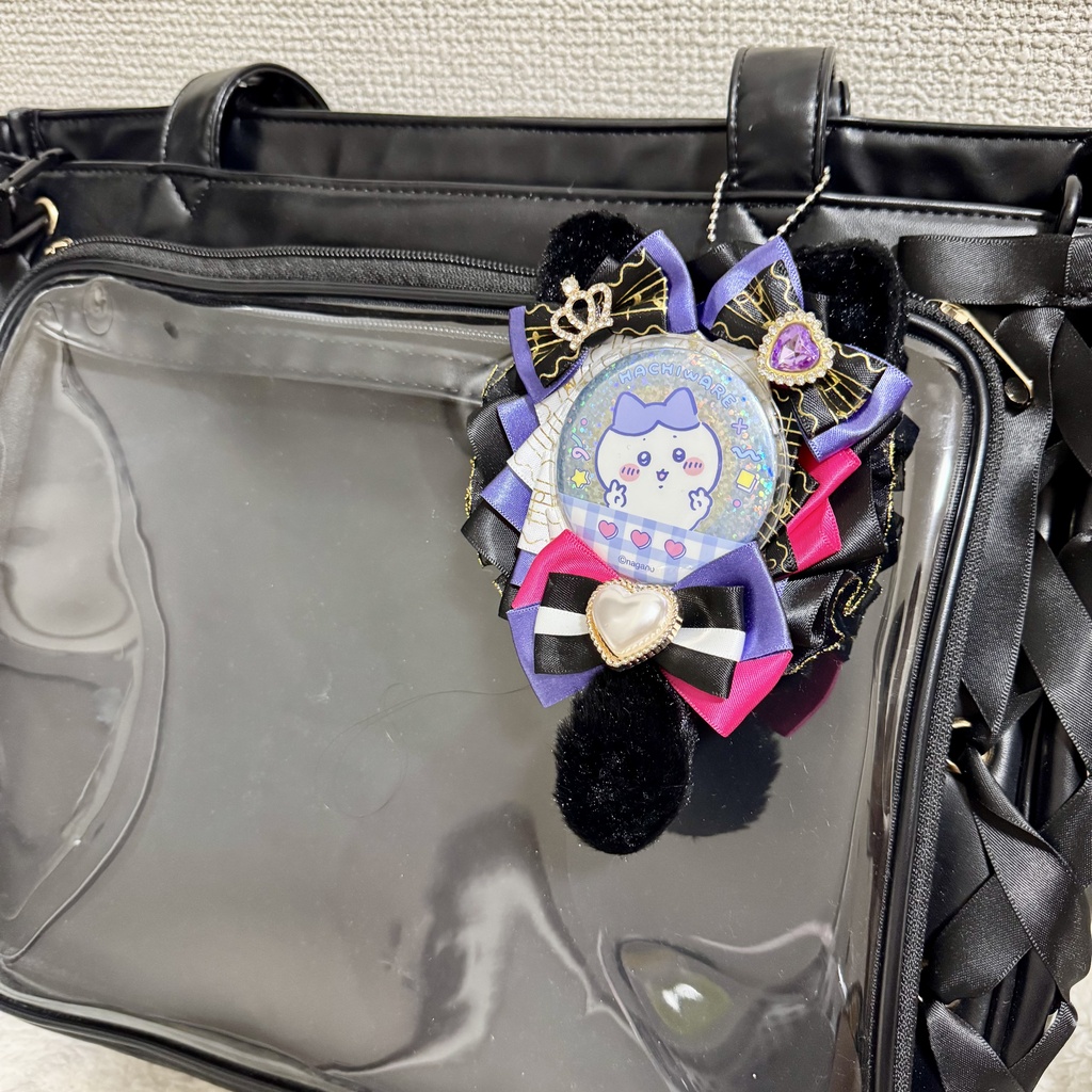 【試作品】ネコミミ 痛ロゼット 缶バッジ用 黒×紫 ピンク 推し活 ロゼット