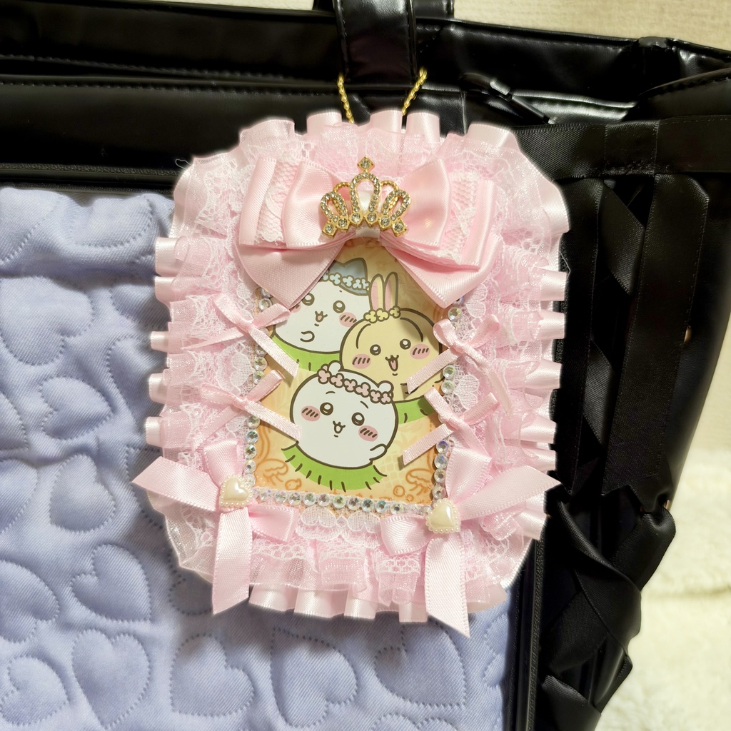 ピンク×王冠♡ B8レースデコ硬質ケース|トレカ・チェキ