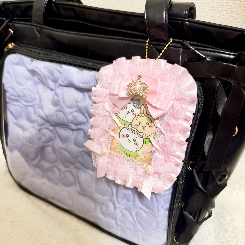 ピンク×王冠♡ B8レースデコ硬質ケース|トレカ・チェキ