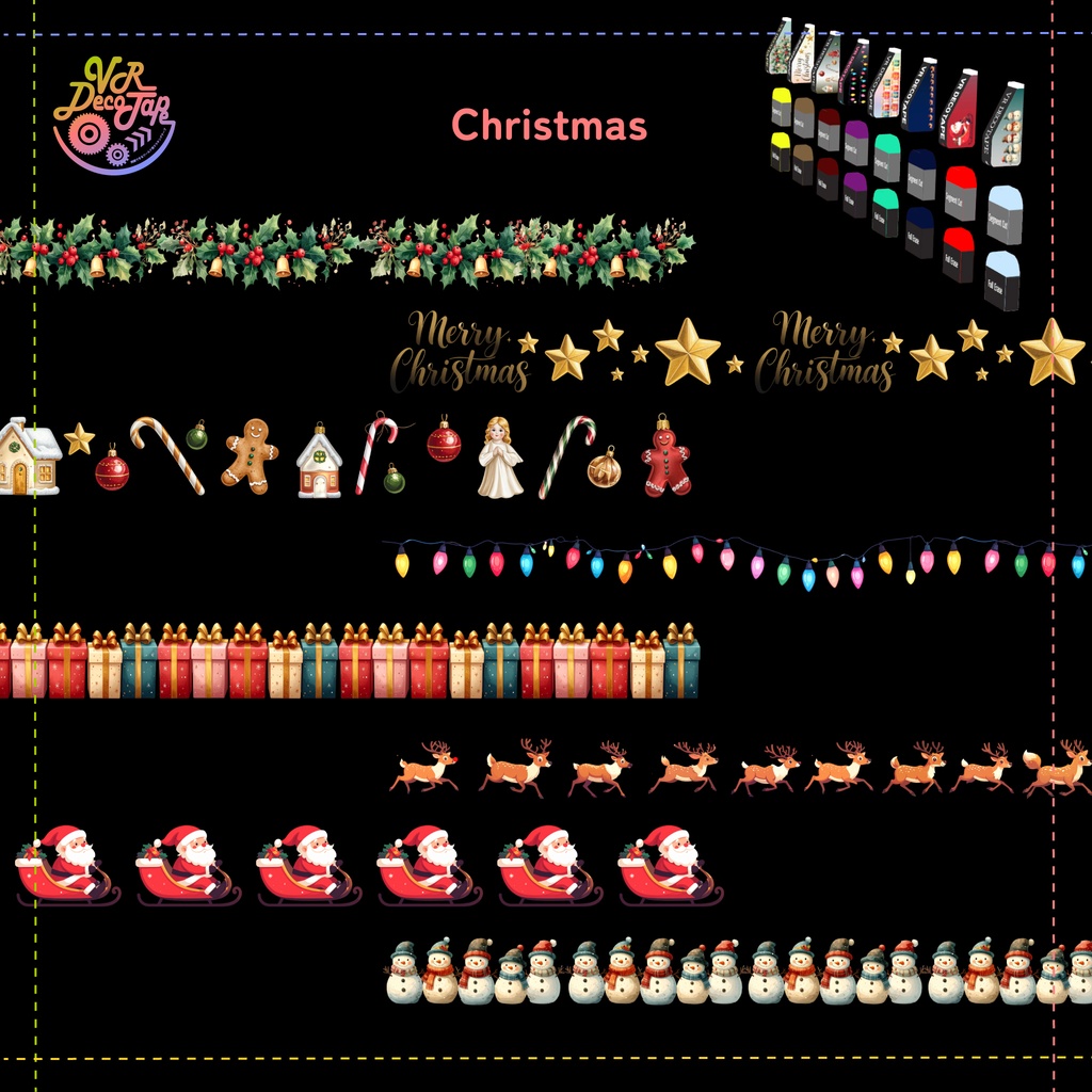 VR DecoTape|同期できるワールド用マスキングテープ(消しゴム付き・42柄セット)※アバター向けテープも追加しました!