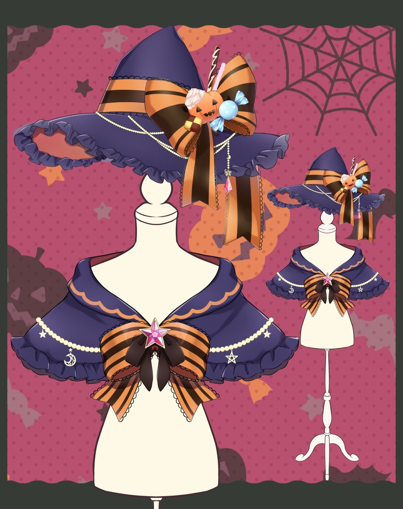 【VTS対応】🧡ハロウィン帽子とケープ2022🎃【Vtuber用アイテム】