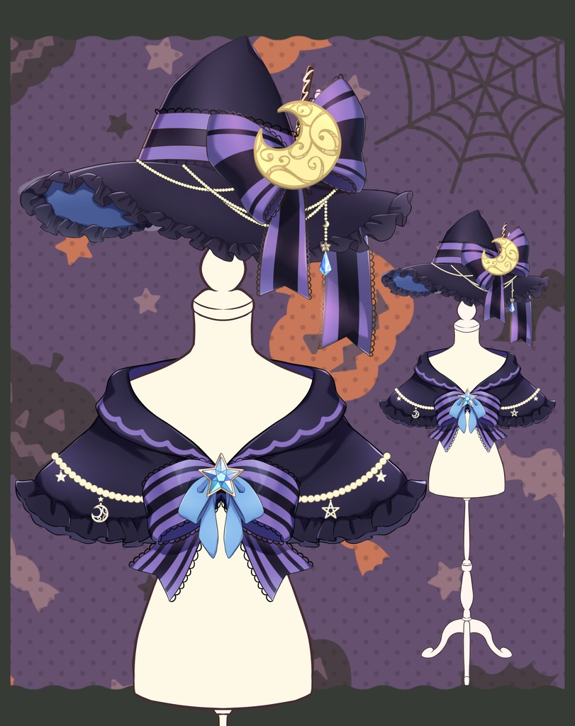【VTS対応】💜ハロウィン帽子とケープ2022🌙【Vtuber用アイテム】