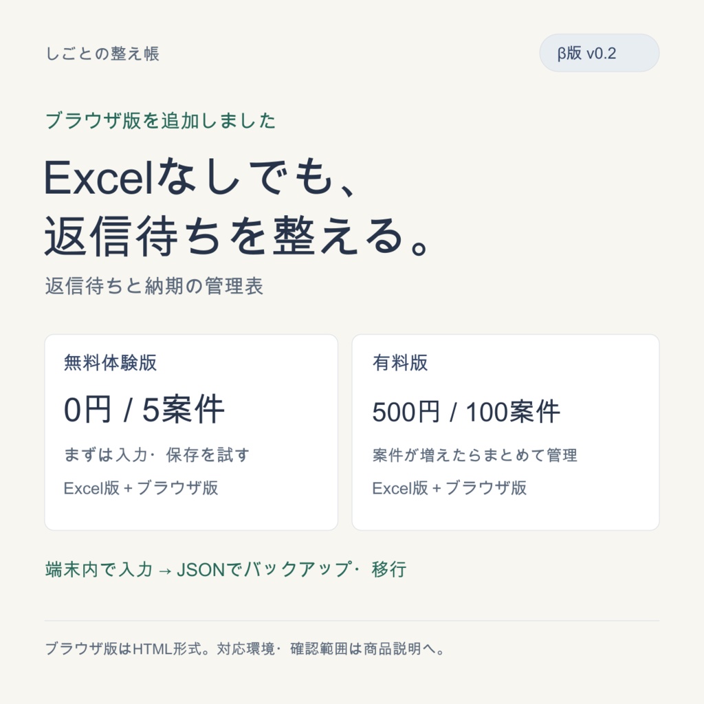【無料体験版あり】イラスト依頼の返信待ち・納期管理表|Excel+ブラウザ・β版