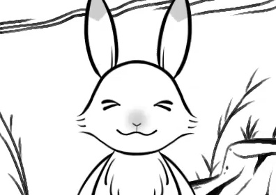 【汎用】鳥獣戯画風ウサギ