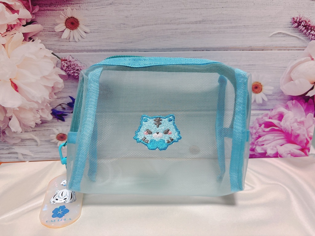 コロコロメッシュ刺繡ポーチ(アクリルキーホルダーセット)