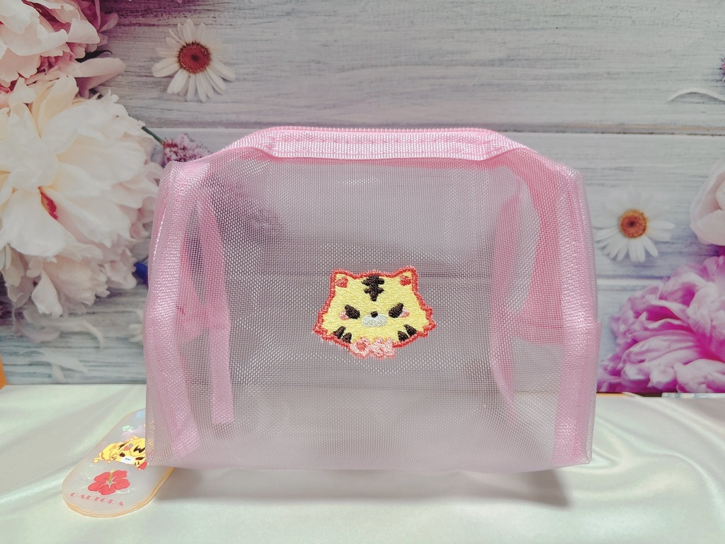 コロコロメッシュ刺繡ポーチ（アクリルキーホルダーセット）