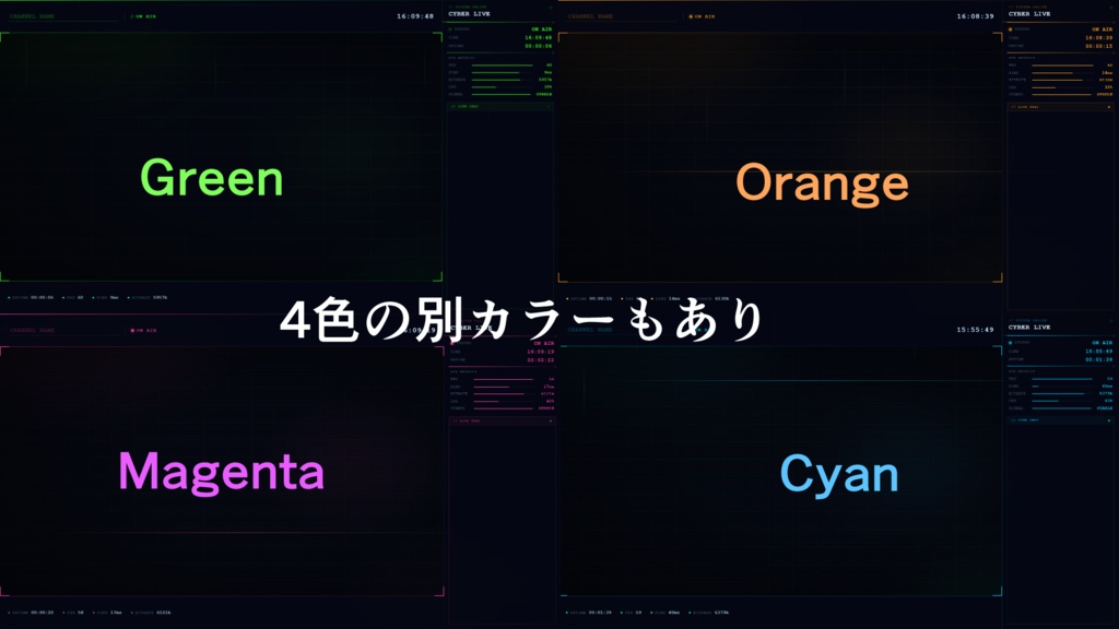 🚨 【OBS配信用】CYBER HUD Overlay Pack|近未来サイバーオーバーレイ + アニメ背景セット