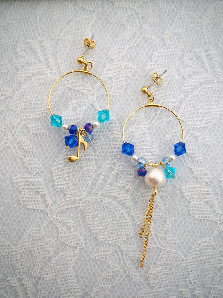 音符とコットンパールのRa*bitsイメージピアス(イヤリング)