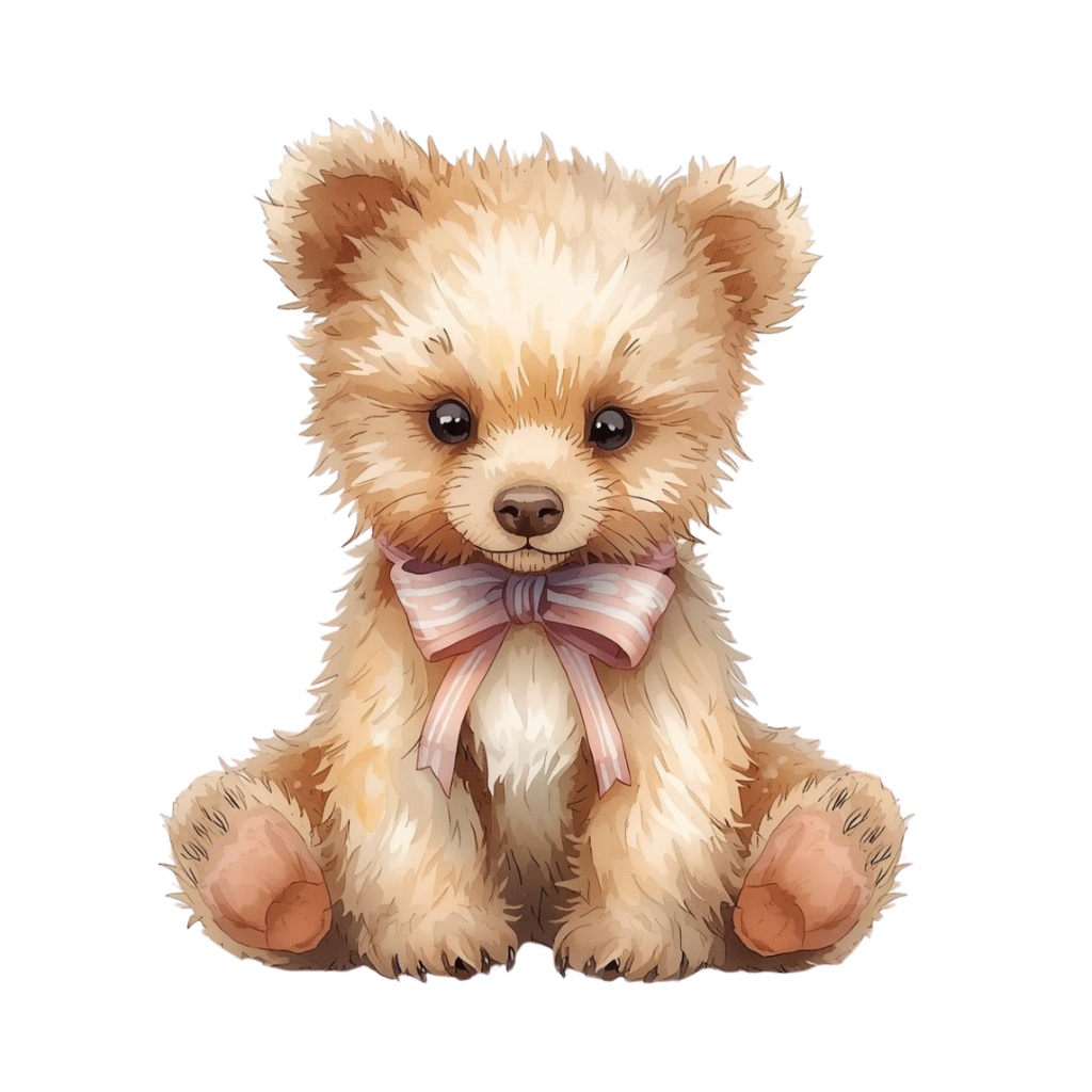 【可愛い小動物】テディベア風クリップアート - 13点セット(PNG背景透過)