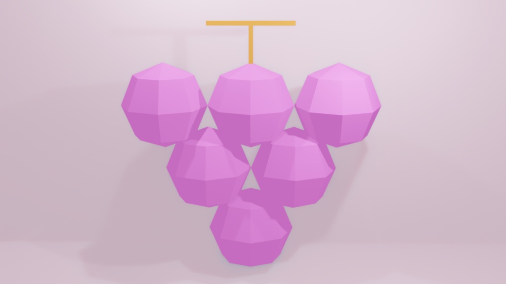 ローポリフルーツ(りんご・ぶどう・レモン・スイカ)