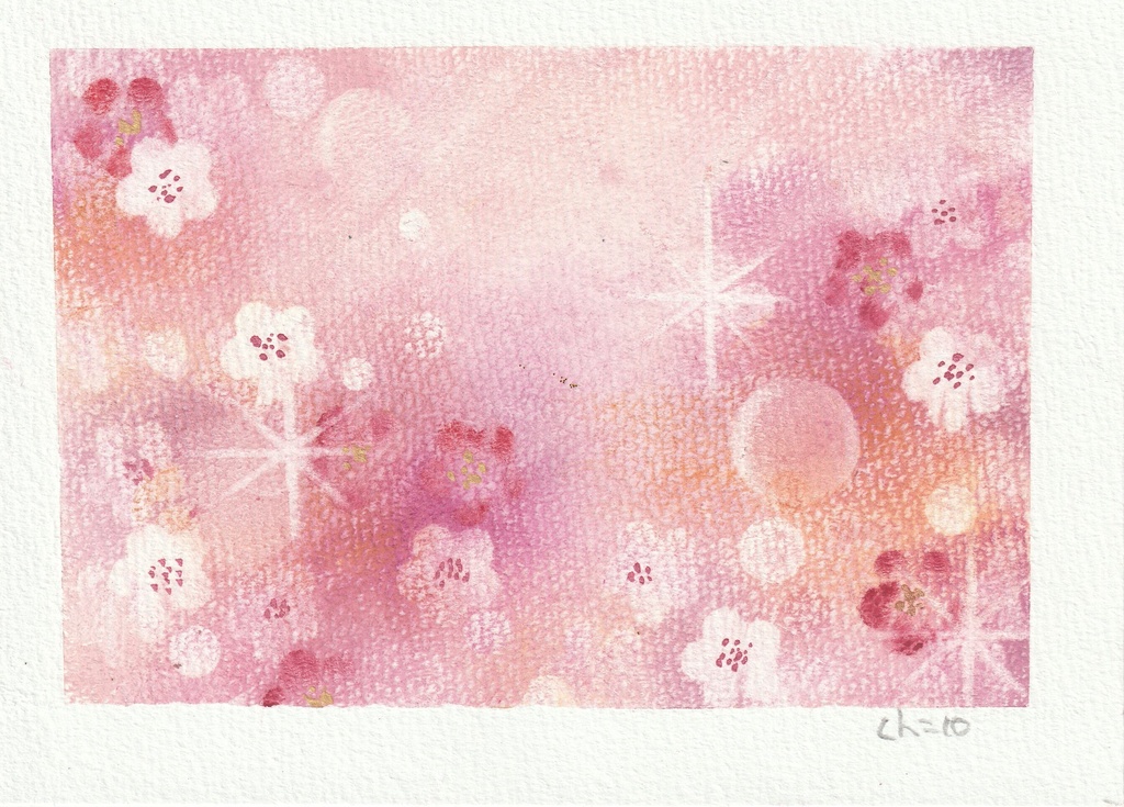 春の和のパステルアート2枚セット 原画