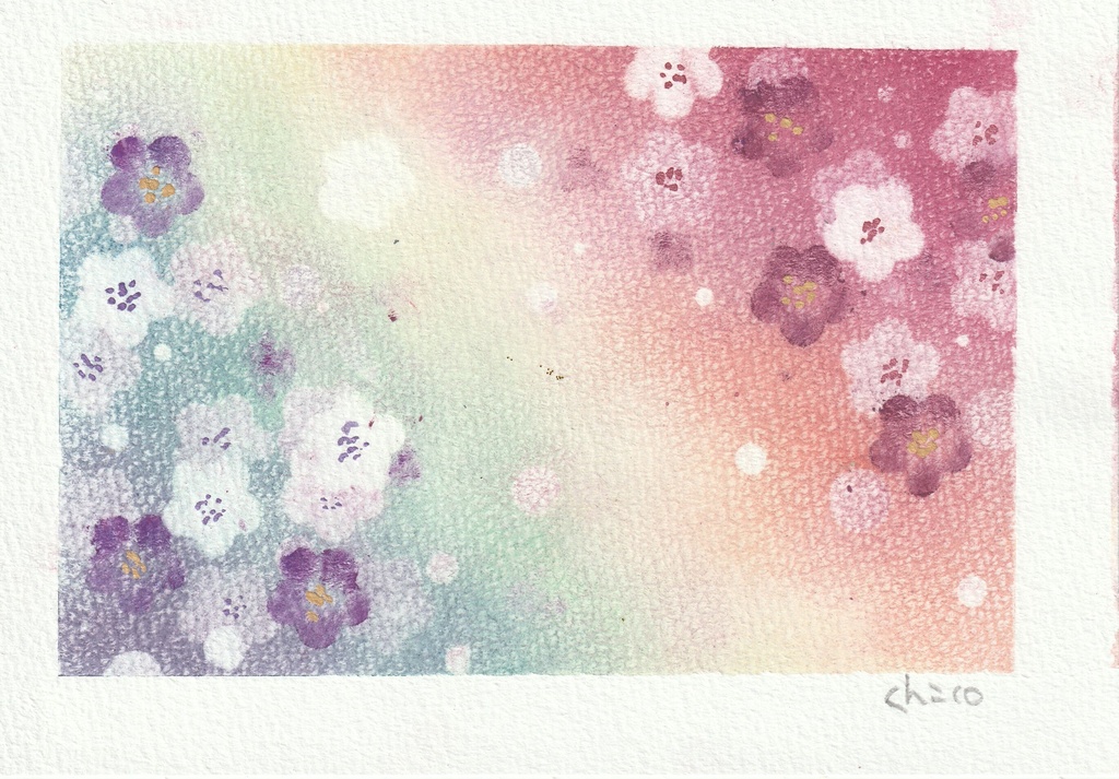 春の和のパステルアート2枚セット 原画