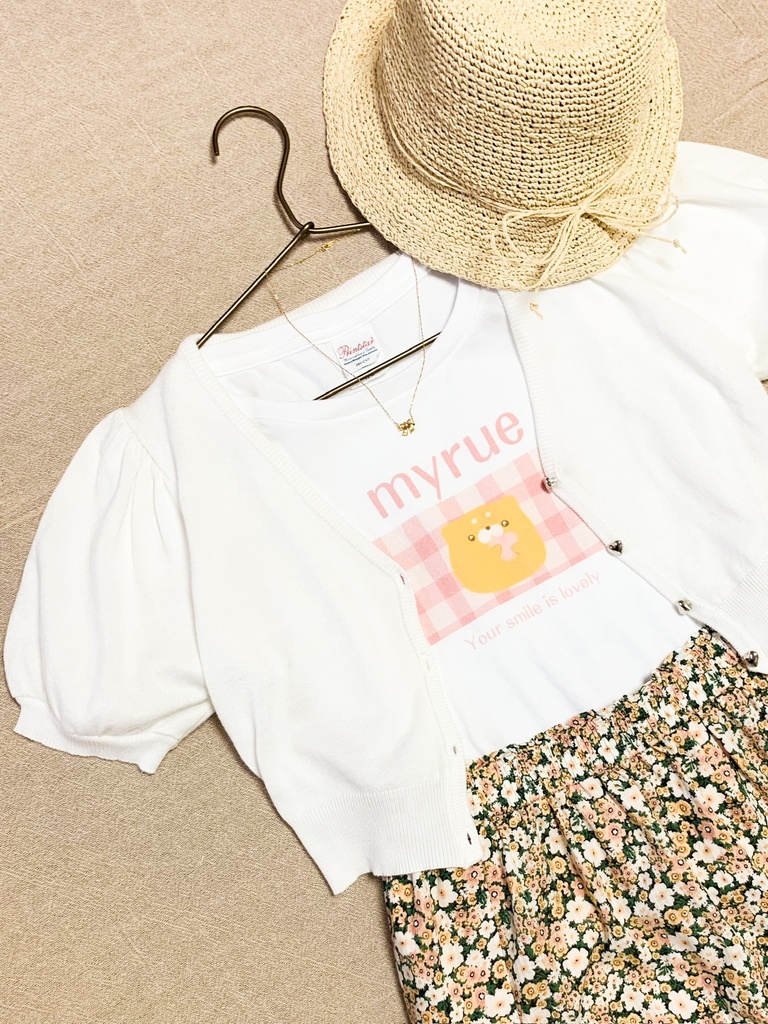 【Tシャツ】ピッタリめ!淡いピンクとミャルー