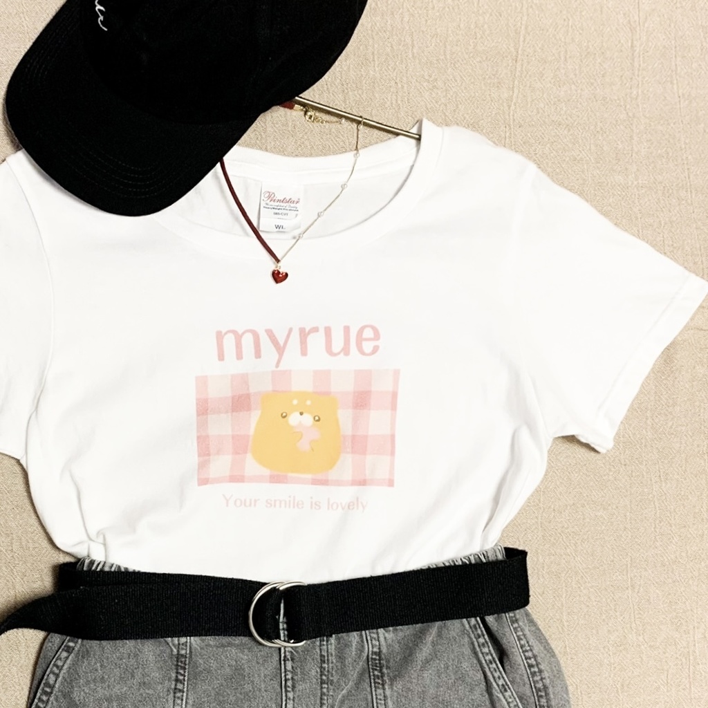 【Tシャツ】ピッタリめ!淡いピンクとミャルー