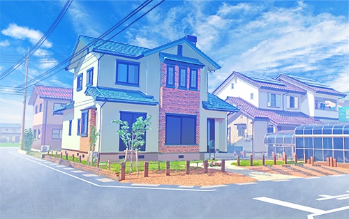 カラー背景素材　「住宅02」