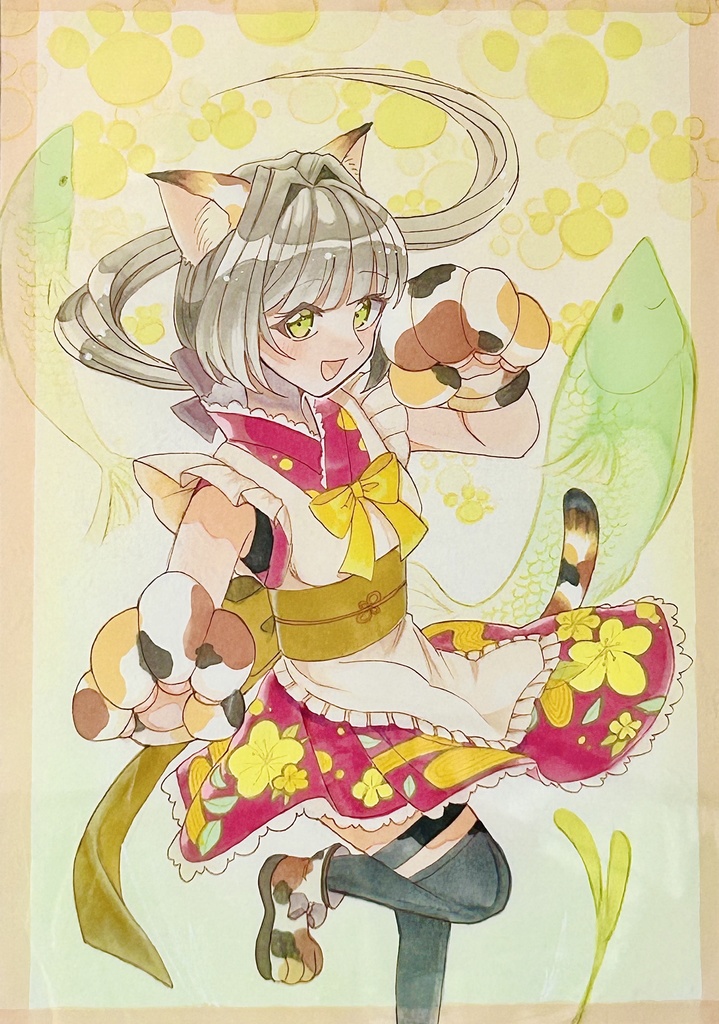 額付き オリジナル 猫耳 女の子 メイド