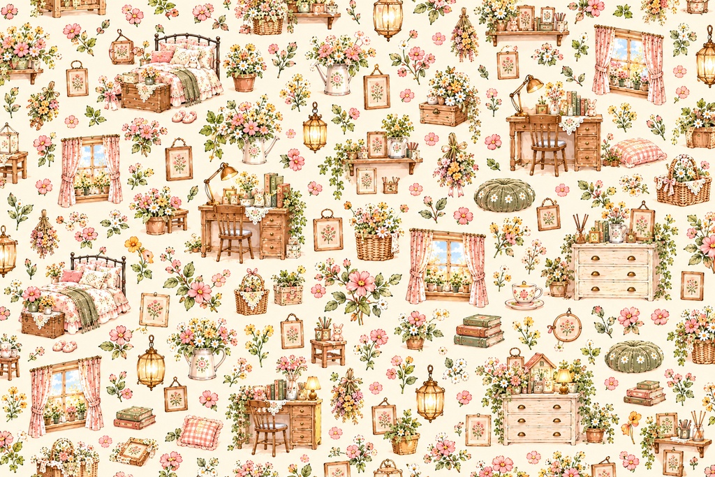 デザインペーパーLilyAtelier_カントリー柄10枚セット