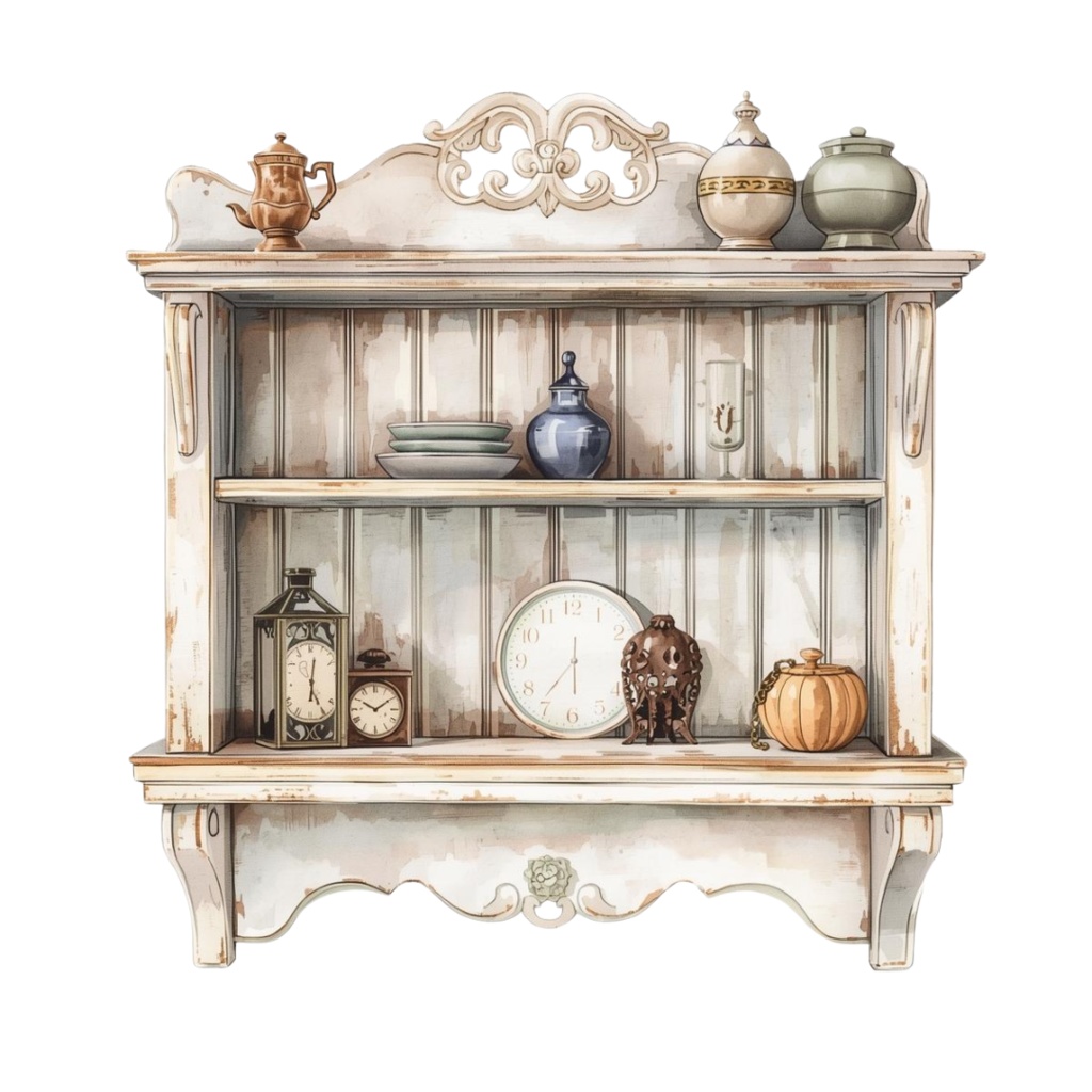 アンティーク調水彩クリップアート集45点可愛いキッチン雑貨とインテリア雑貨