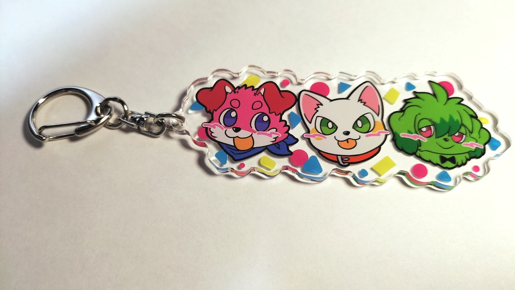 三色ワンコ・アクリルキーホルダー