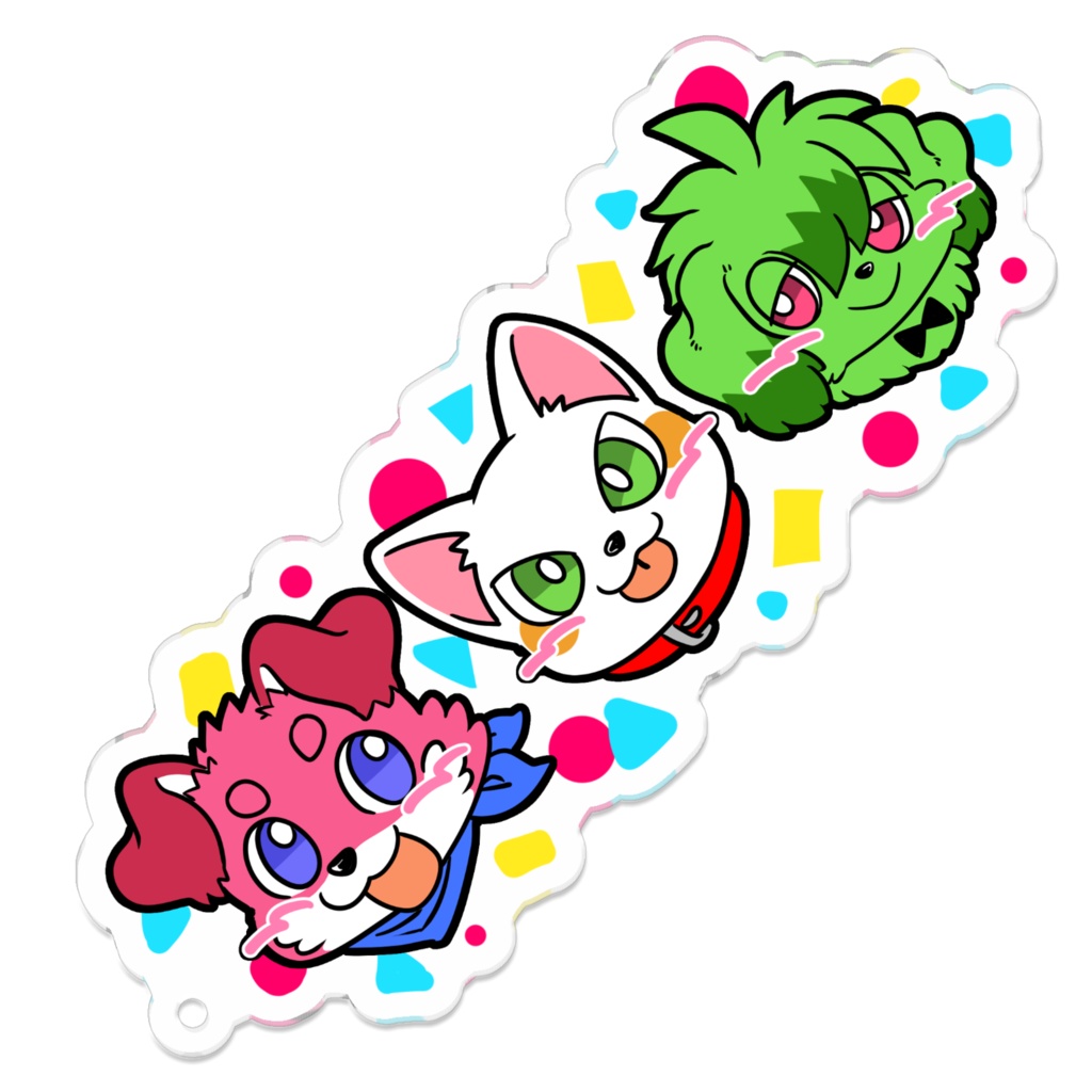 三色ワンコ・アクリルキーホルダー