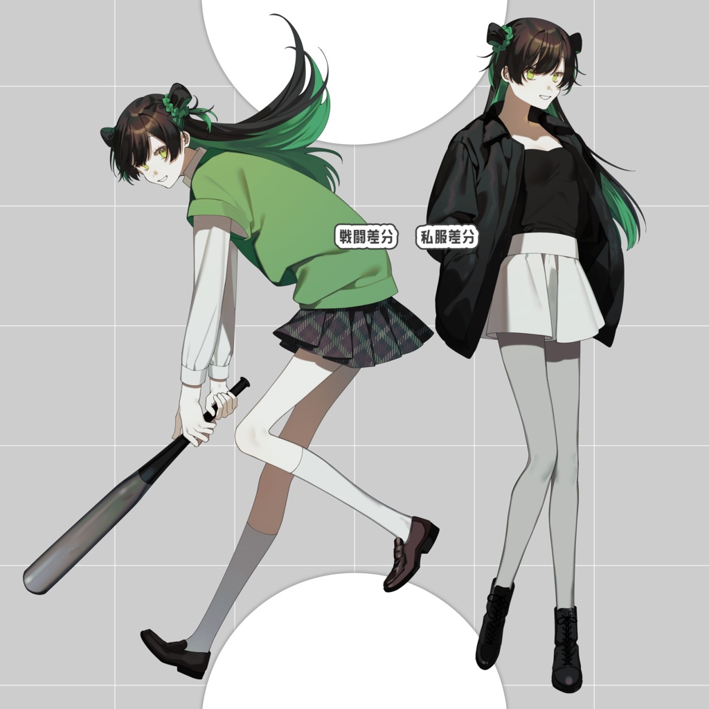 【PSD付/立ち絵素材】女子高生【表情差分各10種+私服差分+戦闘差分】