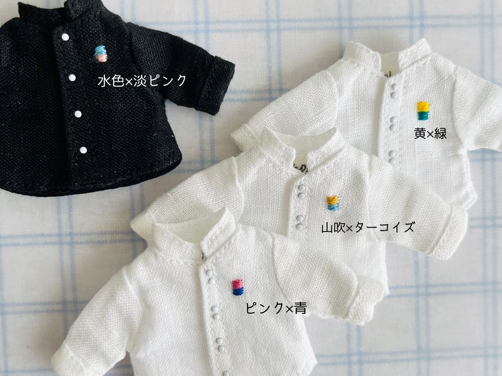 リネンのスタンドカラーシャツ