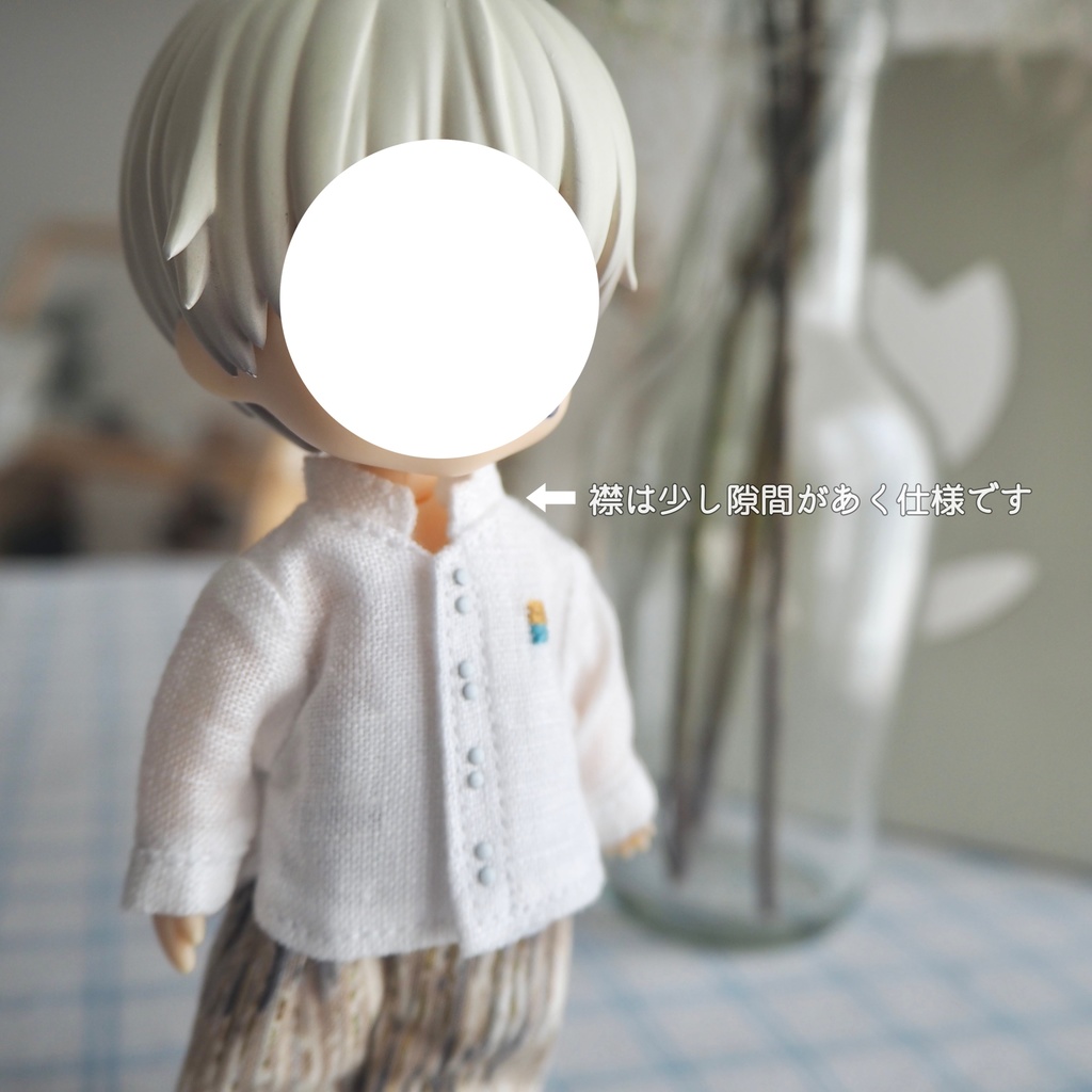 リネンのスタンドカラーシャツ