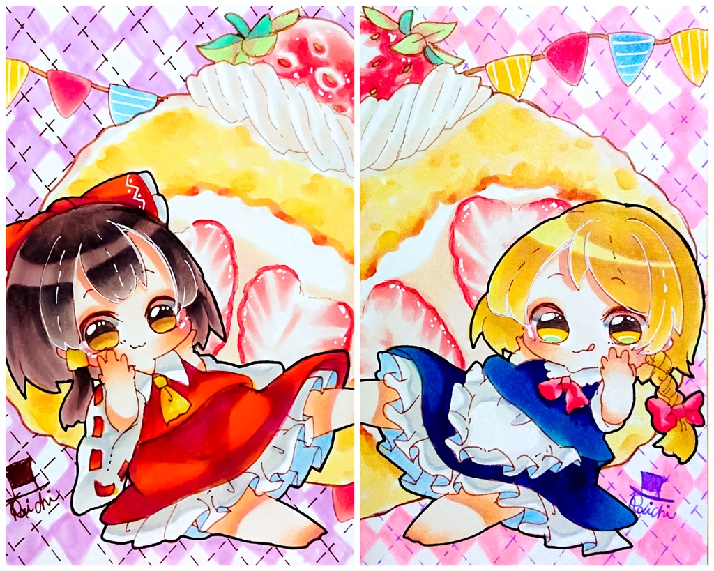 東方 霊夢 魔理沙原画色紙 レモンライム Booth