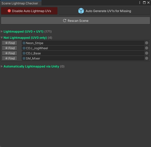 Scene Lightmap Checker for Unity