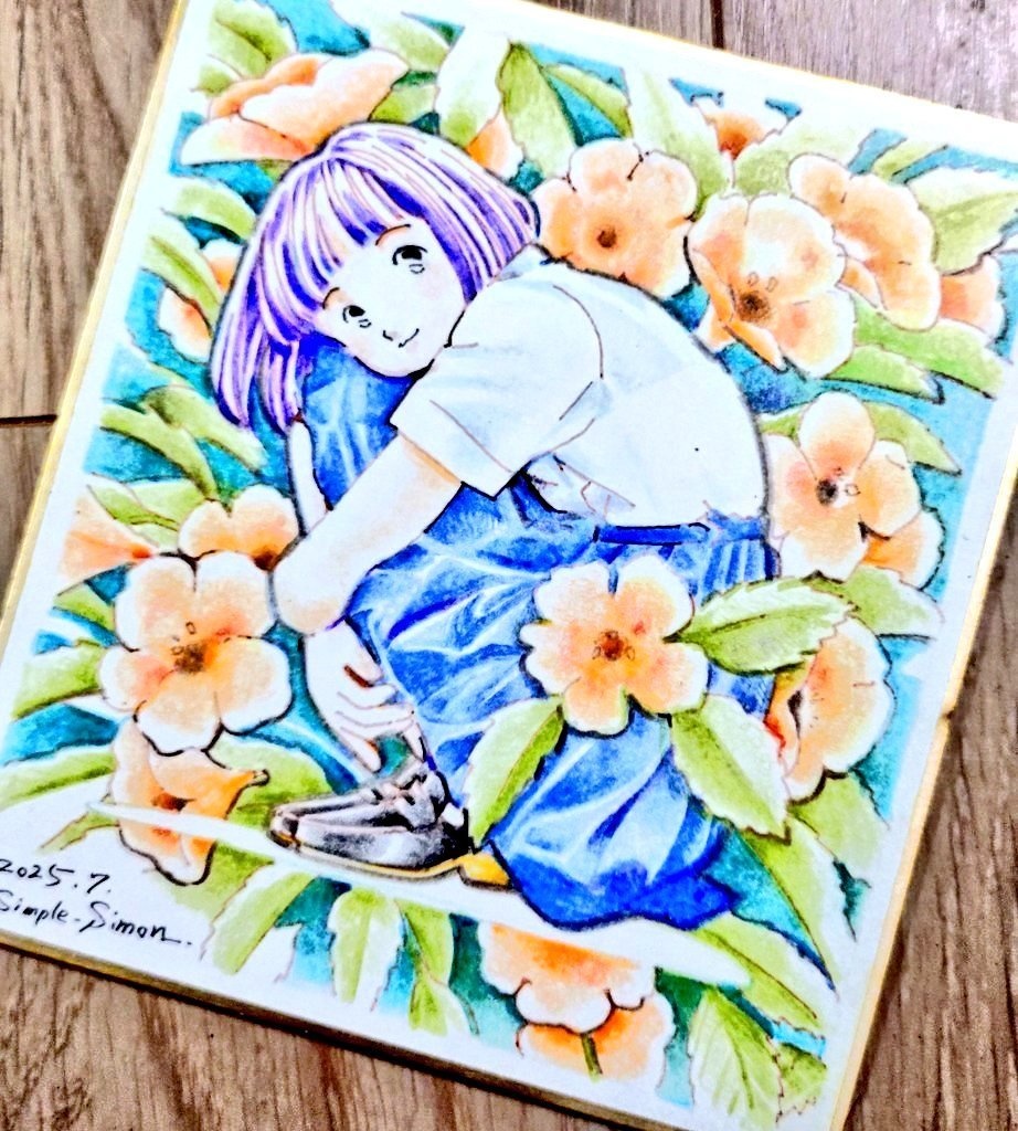ミニ色紙「ノウゼンカズラ」