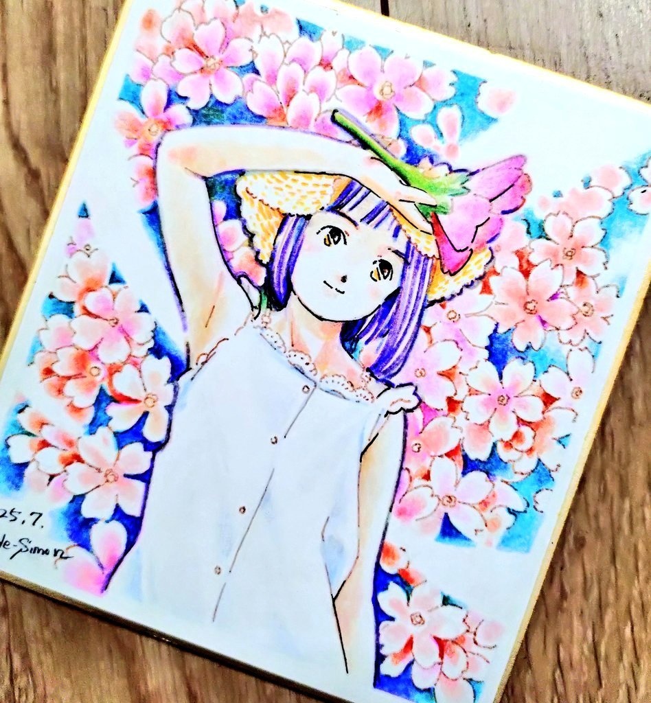 ミニ色紙「バーベナ」