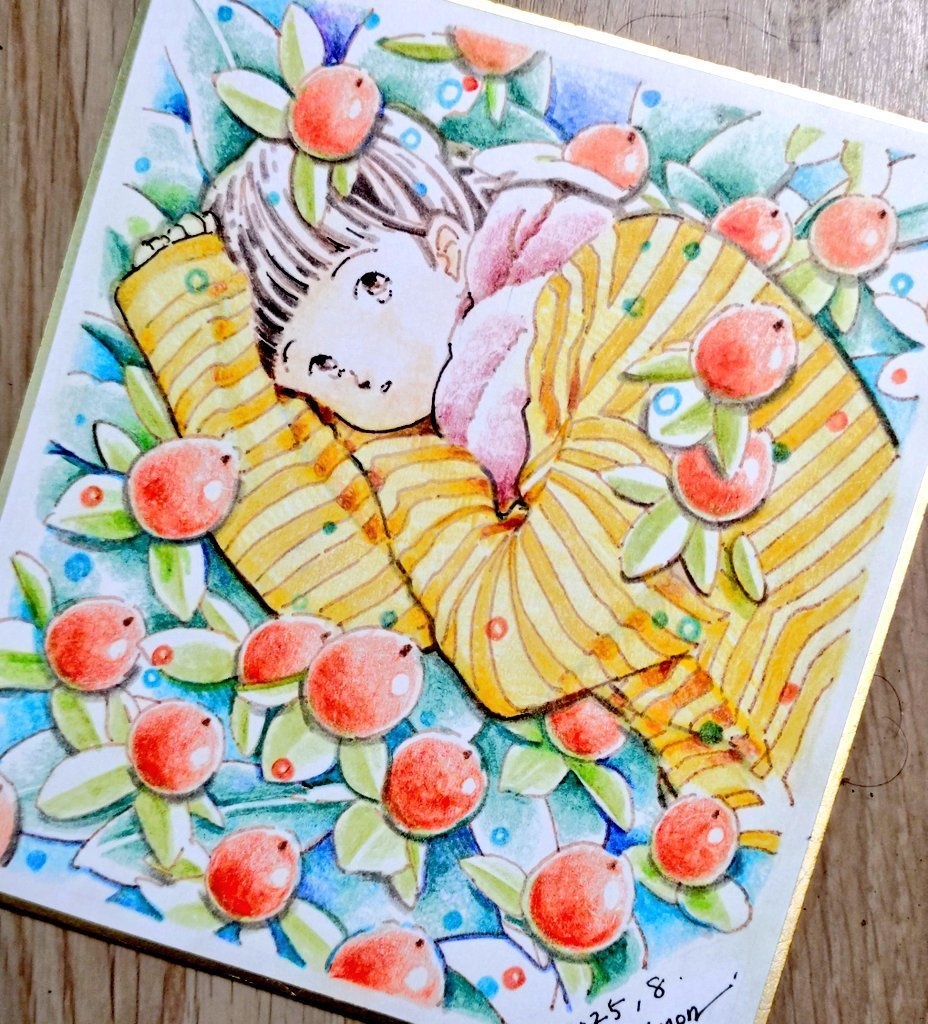 ミニ色紙「ヒペリカム」