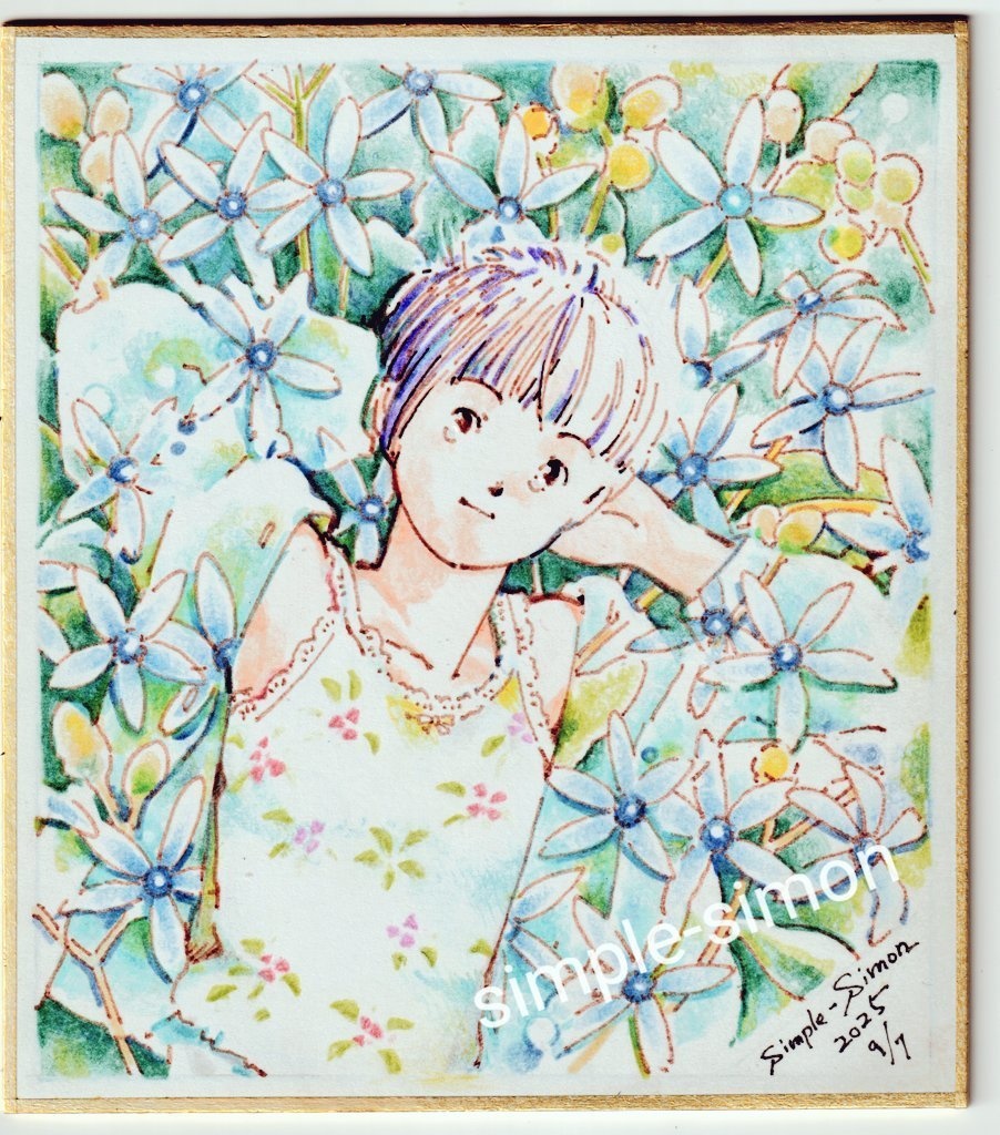 ミニ色紙「ブルースター」