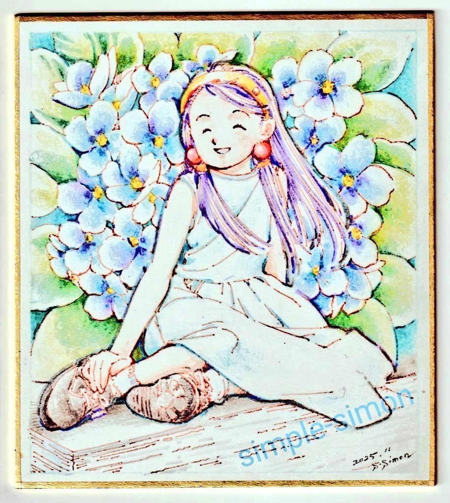 ミニ色紙「セントポーリア」 