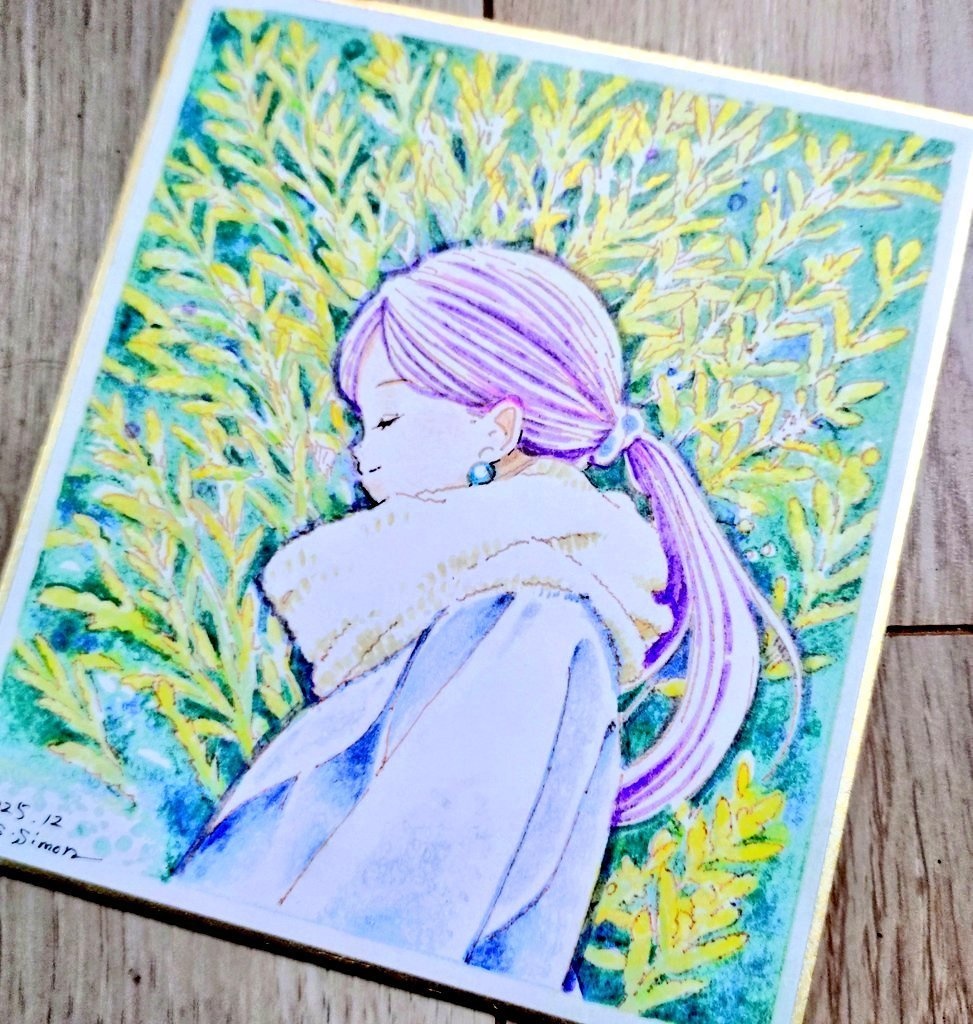 ミニ色紙「ゴールドクレスト」