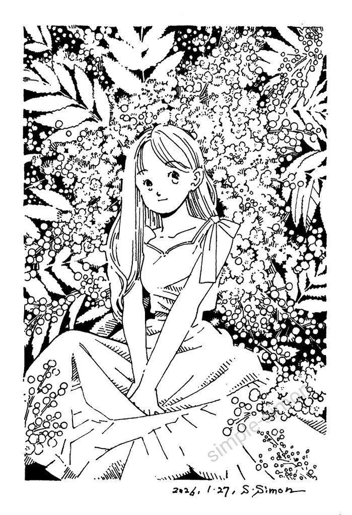 モノクロ原画「ナナカマド」
