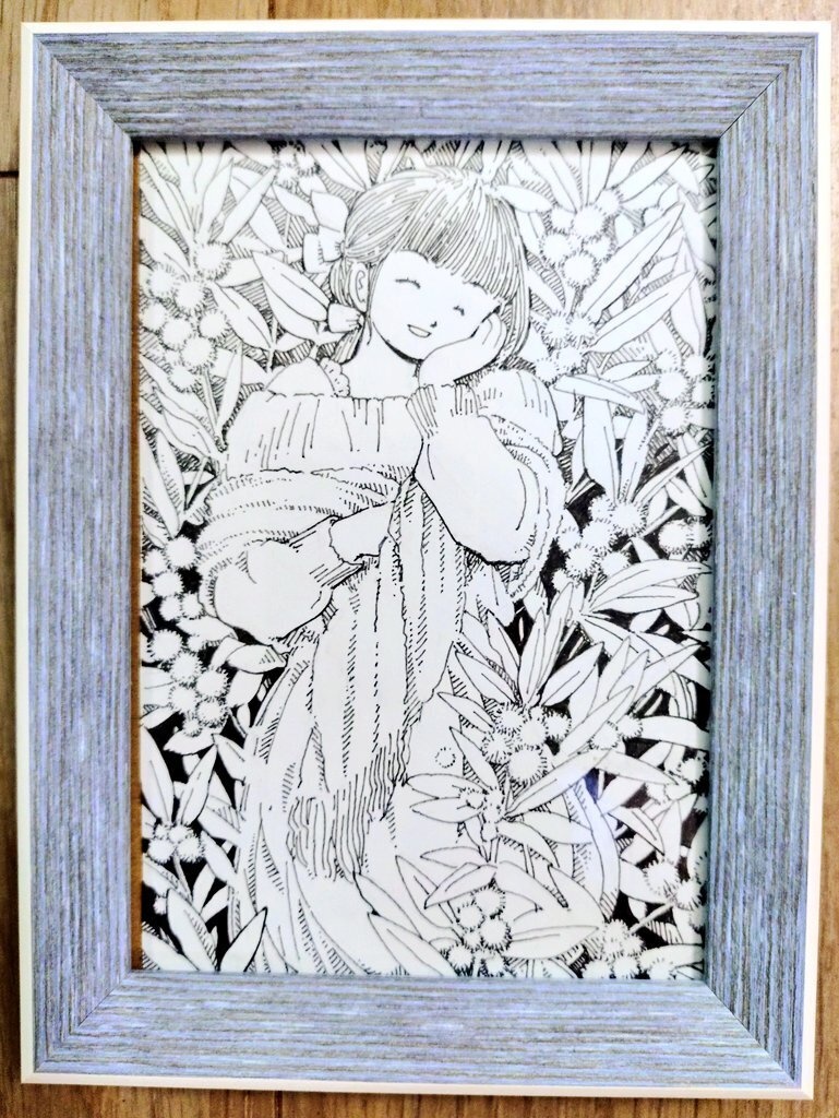 額装済みモノクロ原画「ローリエ(月桂樹)」
