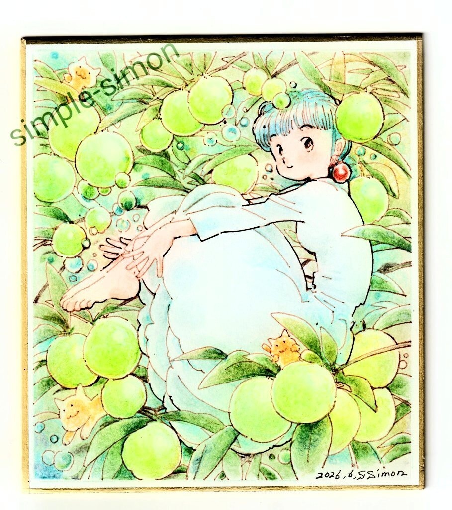 ミニ色紙原画「ウメ」
