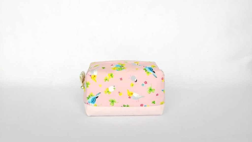 インコと文鳥のキャラメルポーチ