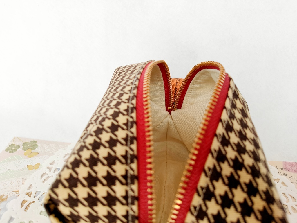 キャラメルポーチ(千鳥格子)