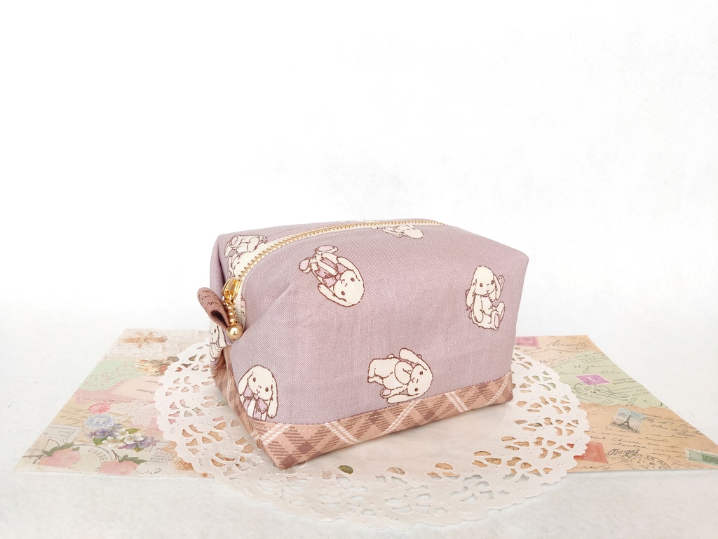 キャラメルポーチ(タータンチェックとうさぎ)
