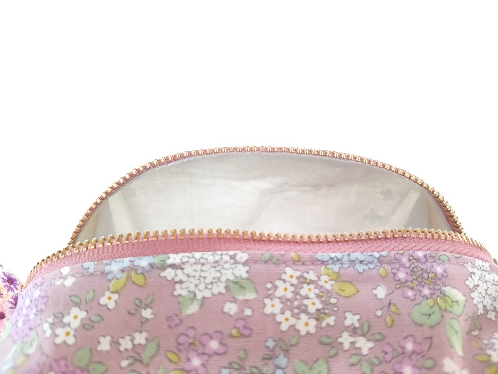 紫陽花のキラキラ☆キャラメルポーチ(パープル×アイボリー)