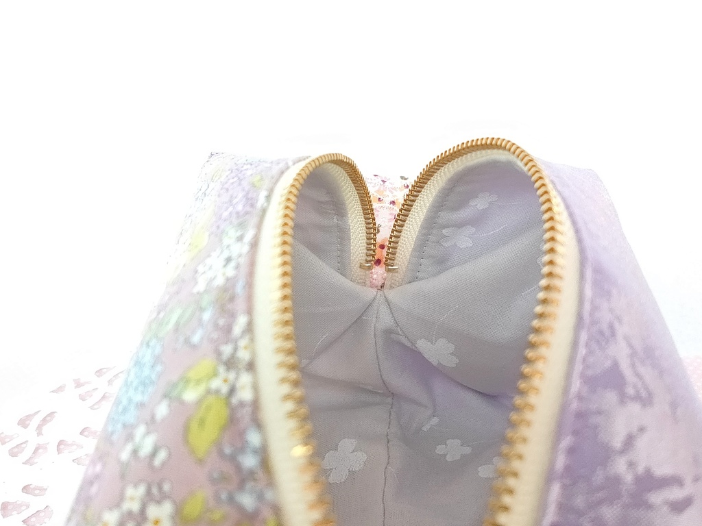 紫陽花のキラキラ☆キャラメルポーチ(パープル×パープル)