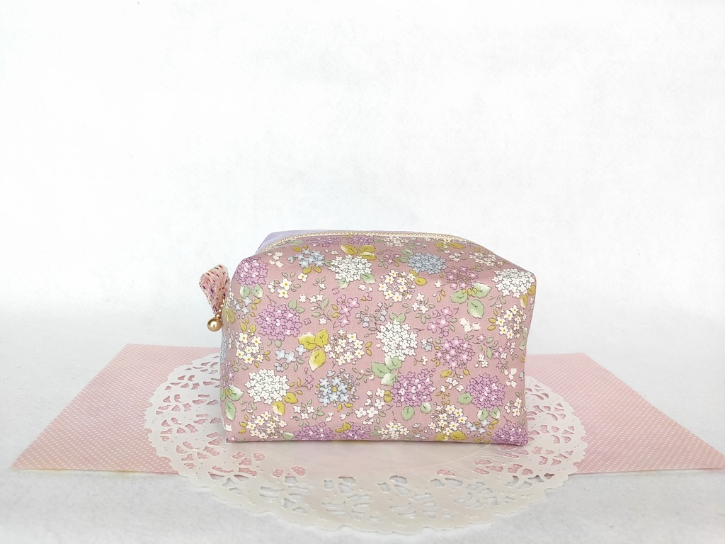 紫陽花のキラキラ☆キャラメルポーチ(パープル×パープル)